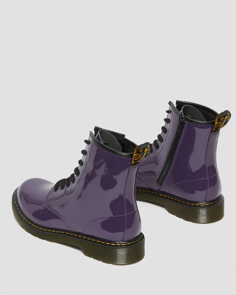 Kids' Dr Martens Youth 1460 Patent Leather Lace Up Boots Purple | AU 713WNB